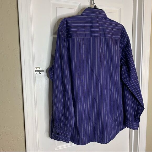 Kenneth Cole Reaction Blue Striped Button Down Shirt - Picture 4 of 9